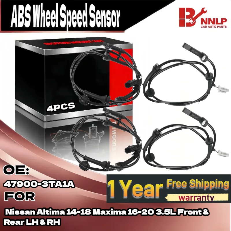 4 ชิ้นเซ็นเซอร์ความเร็วล้อ ABS ด้านหน้าและด้านหลังสำหรับนิสสันแม็กซิม่า 16-20 อัลติมา 14-18 47900-3TA2A 47900-3TA0A 47900-3TA1A