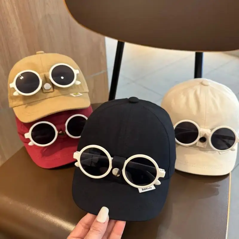 【Schick】Vielseitige Babymütze mit abnehmbarer Sonnenbrille, modische Baseballmütze für Kleinkinder, Sonnenhut für Kinder, Sommer-Sonnenschutzhut für Kinder