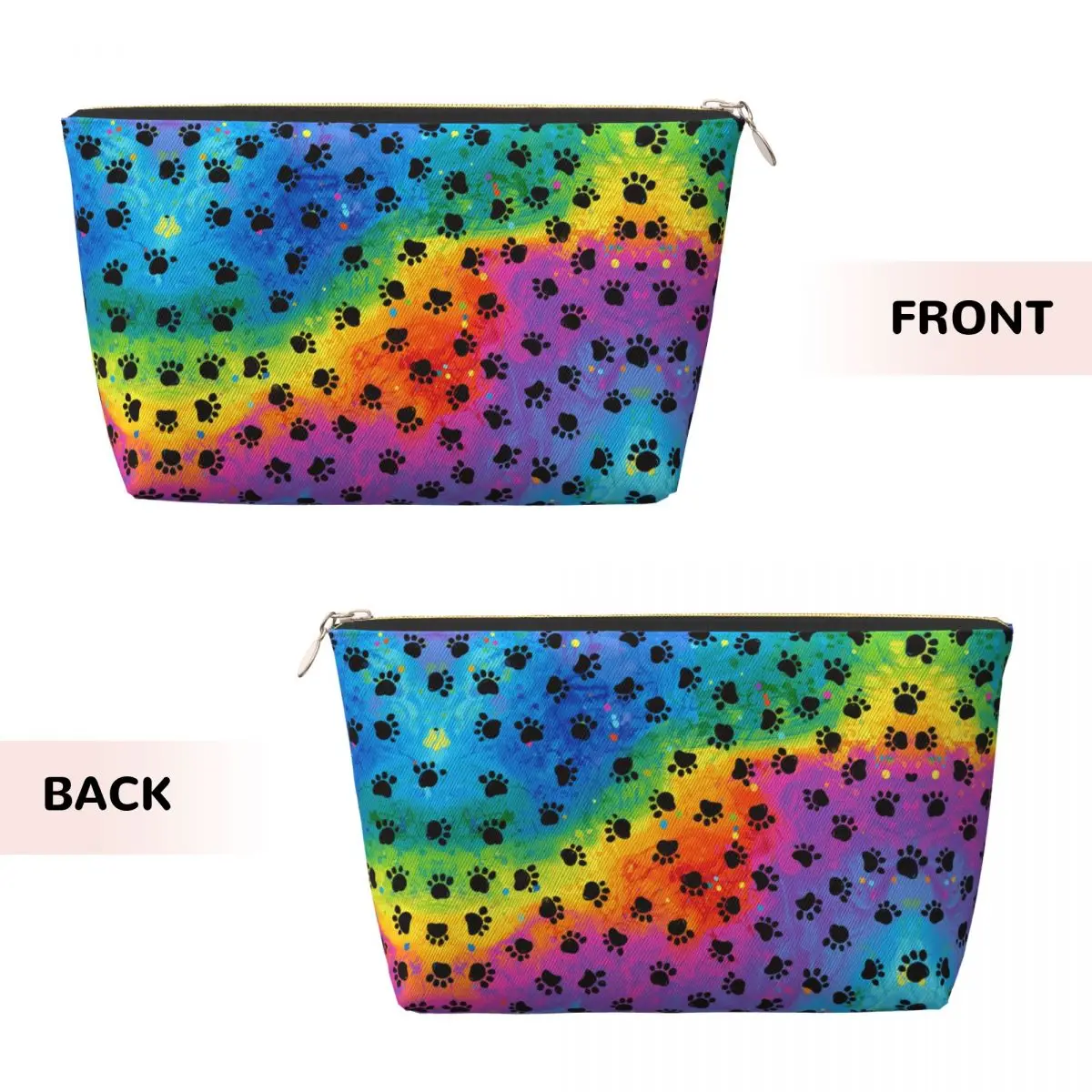 Custom Rainbow Animal Footprint Dog Paw Prints Travel Cosmetic Bag Women Makeup Toiletry Organizer Lady Beauty Storage Dopp Kit