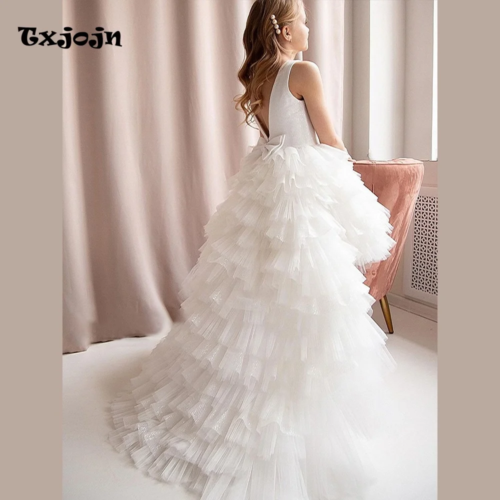 Baby Girl Princess Tiered Tutu Dress Flower Girl Prom Dress Toddler Teens Child Vestido Wedding Party Birthday Clothes 1-14Y