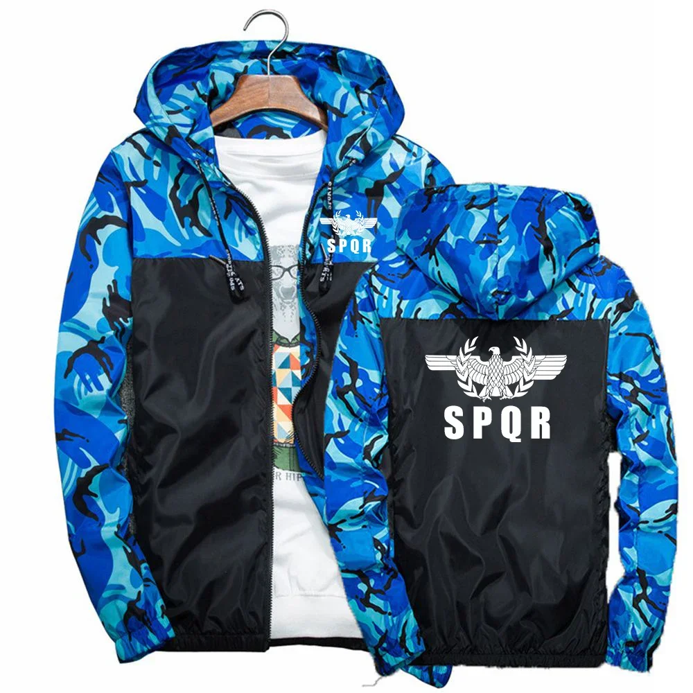 

2024 SPQR Roman Gladiator Imperial Golden Eagle Fashion Four Color Trench Sports Patchwork Men Comfortable Casual Camo Slim Tops