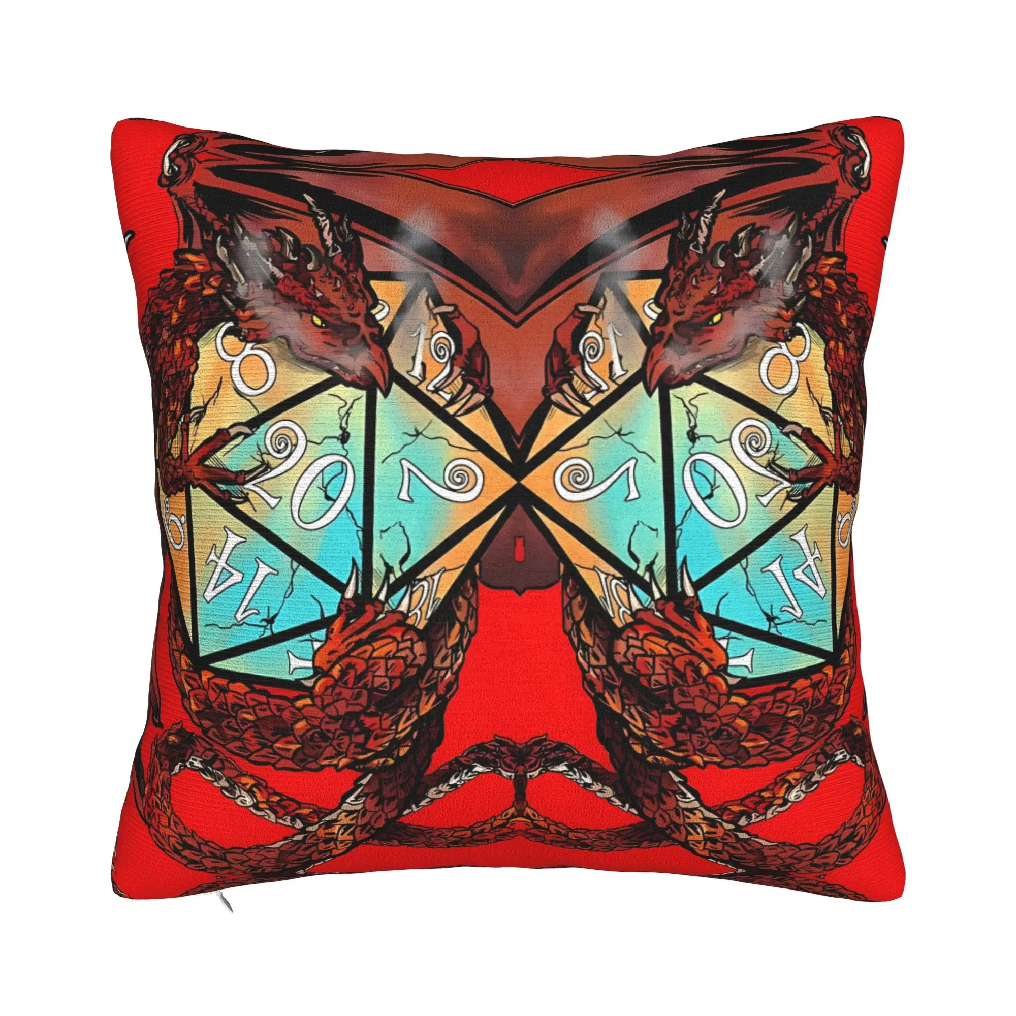 Funda de almohada Red Dragon Dice Winter Holiday Farmhouse Home Deco DDungeons And Dragons, suave y duradera