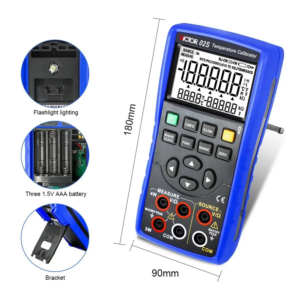 Victor 02S Temperature Calibrator Accuracy 0.05% DC Voltage Input Output Function Thermocouple Thermal Resistance Analog Meter