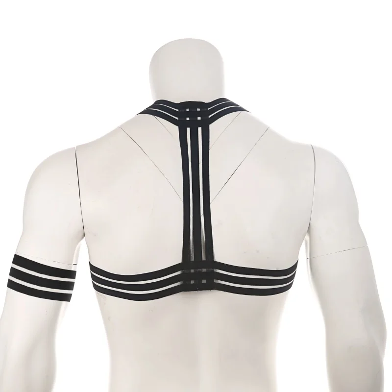 Hot Men Harness Bondage Nylon X-Shape Design Chest Harness Men Wide Shoulder Harness Men Muscle Belt With Wristband