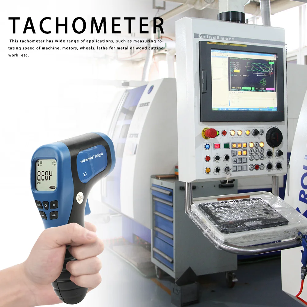 Handheld Digital RPM Tach Speed Gauge 2.5RPM-99999RPM Non-Contact Motor Speed Meter Backlit LCD Display Speed Tester Engine Use