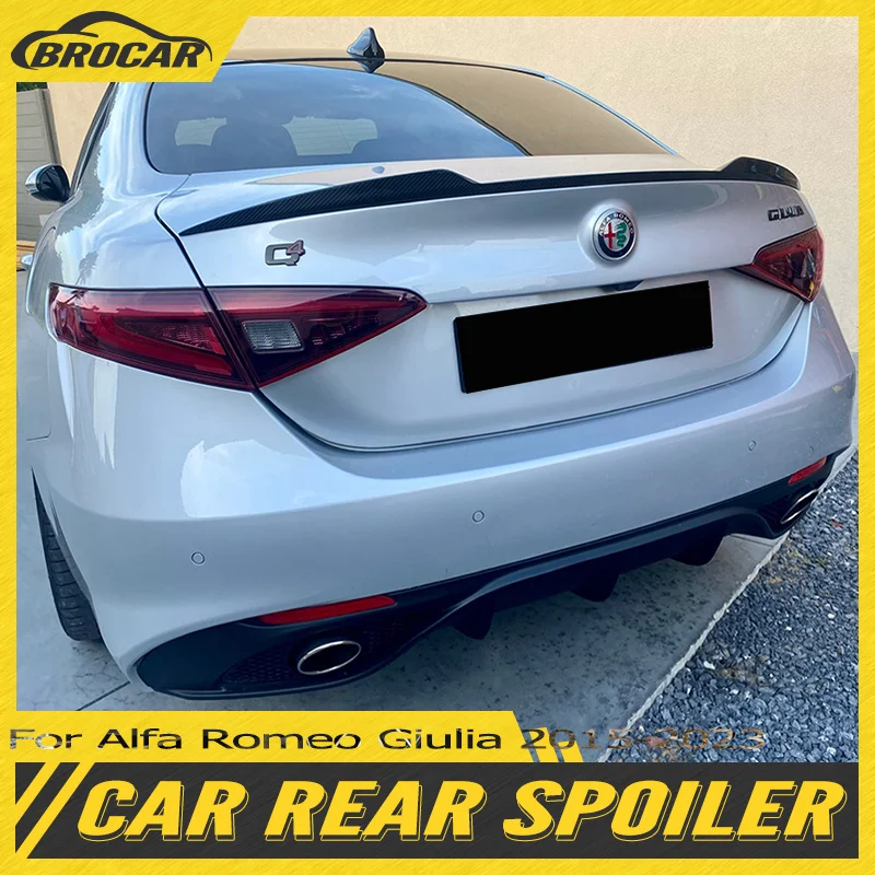 

Спойлер для Alfa Romeo Giulia 2015 2016 2017 2018 2020 2021-2023, настоящее углеродное волокно/ФАП, задний спойлер, губа для багажника, автомобильный Стайлинг