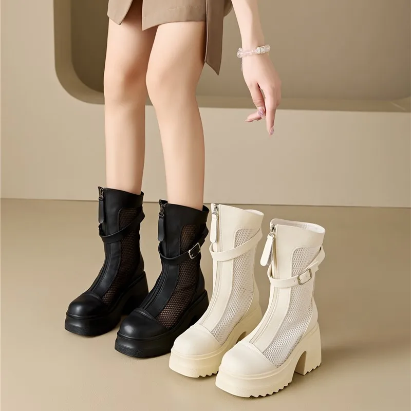 Botas De Verano Frescas Para Mujer Dimanyu 2026, Nuevas Botas De Tacón Alto De 10 Cm Con Plataforma Gruesa Y Recortes, Estilo Motero Para Mujer — -46%, 66.78€ Coupon, from 78.39€ – 46% descuento – €78.39