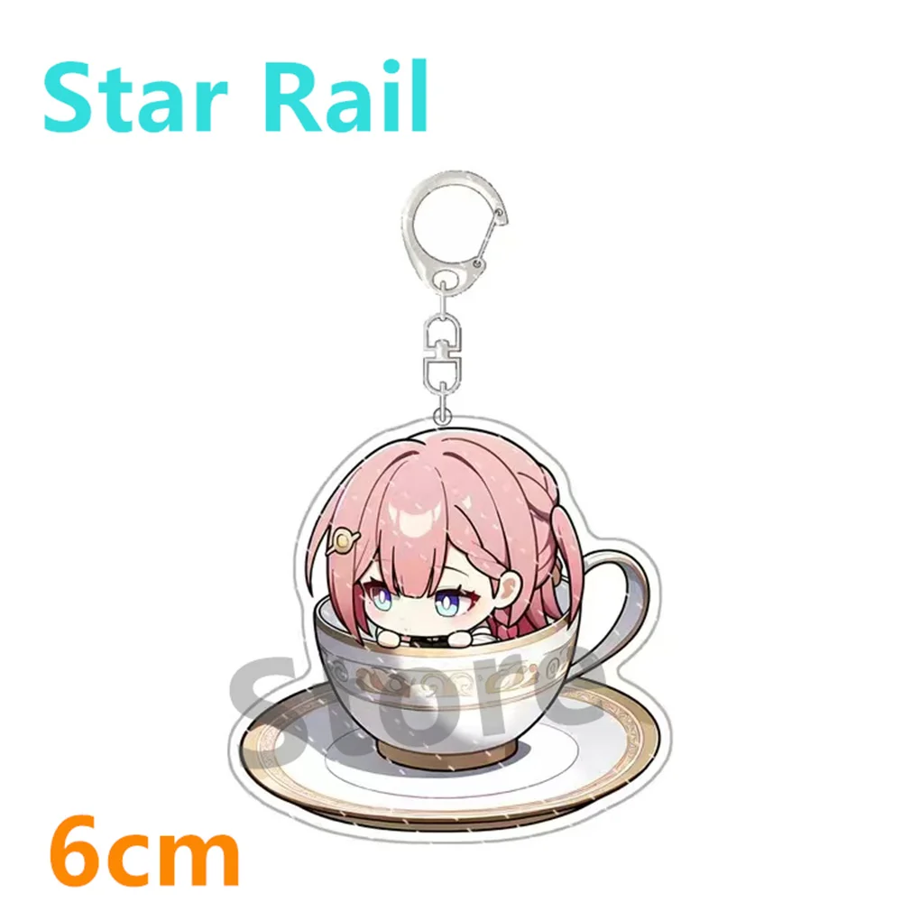 New Anime Honkai: Star Rail Imbibitor Lunae Jingyuan Kafka Teacup Keychain Cute Cartoon Anime Pendant Key Ring Gift