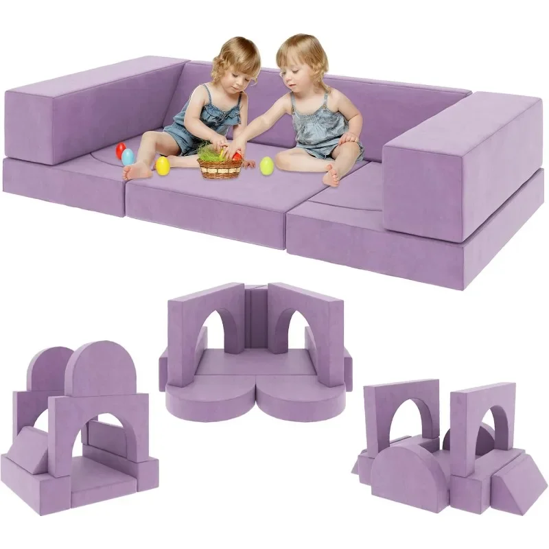 Modular Play Couch 9 PCS Couch for Playroom Bedroom Sofa for Playing Creativing Sleeping Indoor Couch Blueberry Outdoor Toys