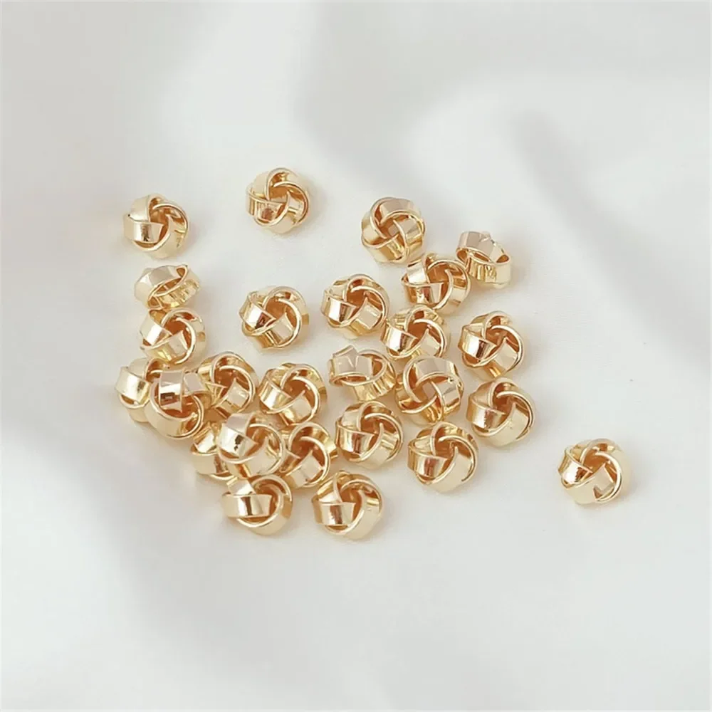 14K Copper Gold-plated Smooth Surface Knotted Beads Twisted Beads Scattering Beads DIY Bracelet Necklace Spacer Accessories