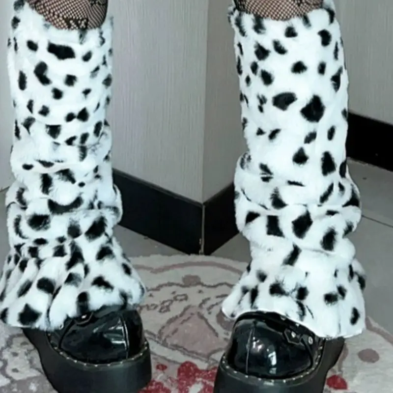 2025 Coprigambe maculato nuovo stile autunno e inverno alla moda Vendita calda Coprigambe per ragazza calda calda e spessa in peluche con personalità
