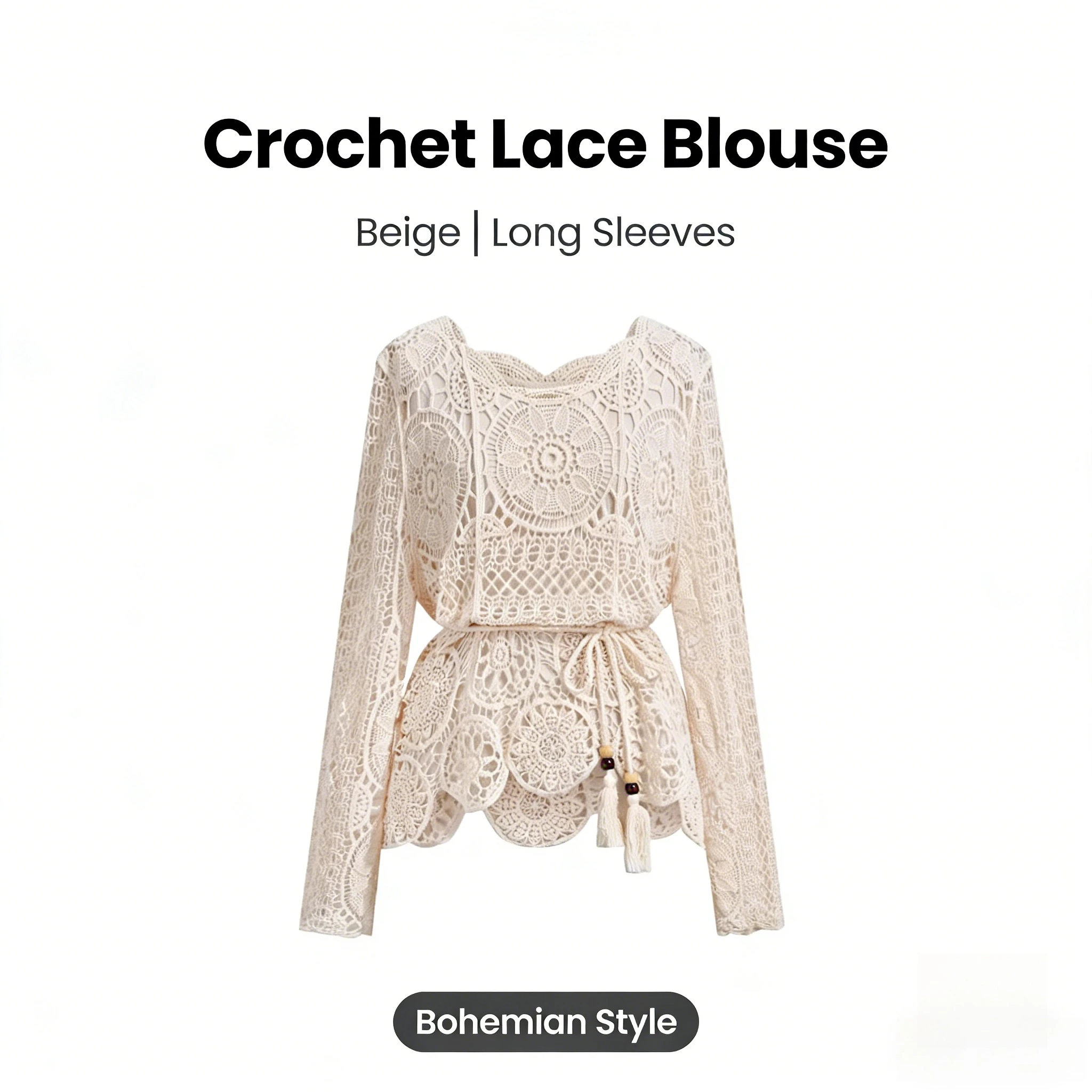 

Женский вязаный крючком свитер с вырезом на шесте, лето 2022, новый верх с длинными рукавами и вырезом, универсальный