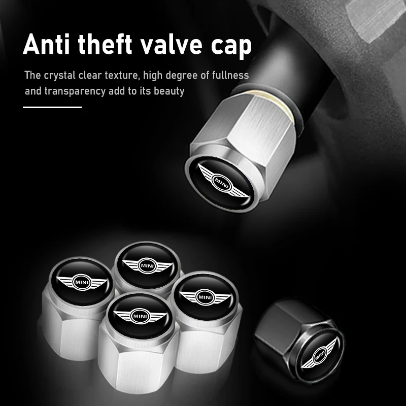 5Pcs Metal Tire Valve Cap Dust Protection Cover Accessories For MINI Cooper One JCW R56 Countryman Clubman R50 R53 R58