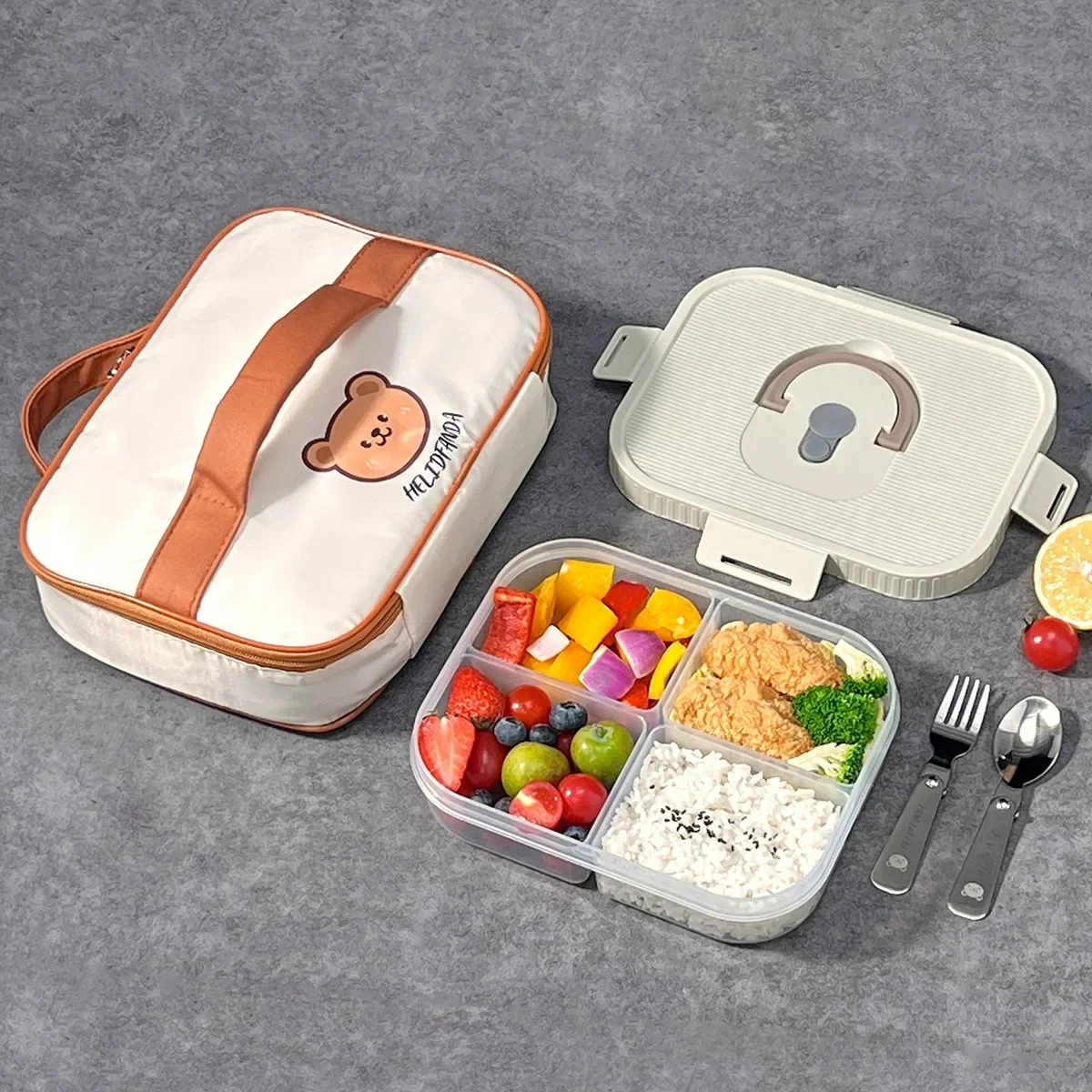 3/4/6 Grids Plastic Divided Bento Lunch Box With Handle Picnic Portable Leak-proof Student Kids Lunch Container Microwave Safe
