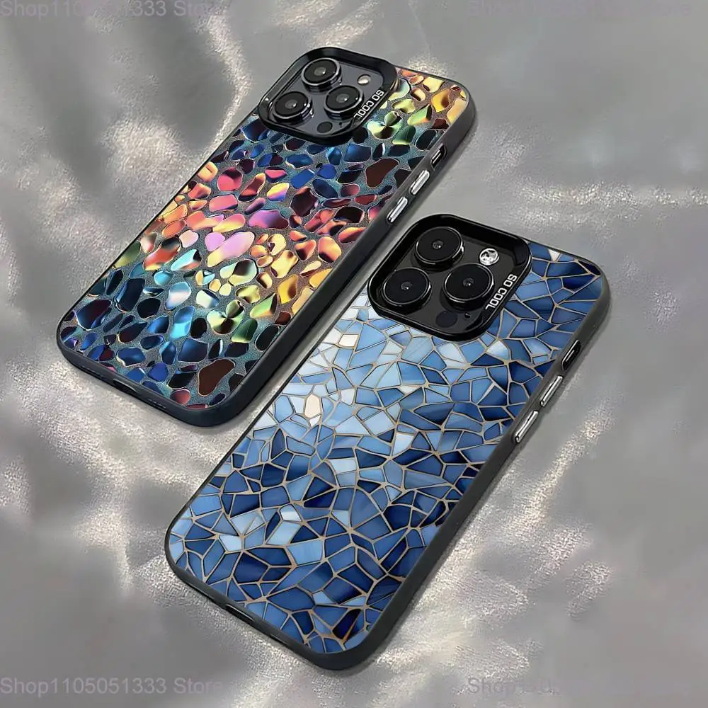 

Colorful Glass Phone Case For iPhone 17,16,15,14,13,12,11,Pro,XS,Max,Plus,Mini,SE Black Candy Matte Shockproof Cover