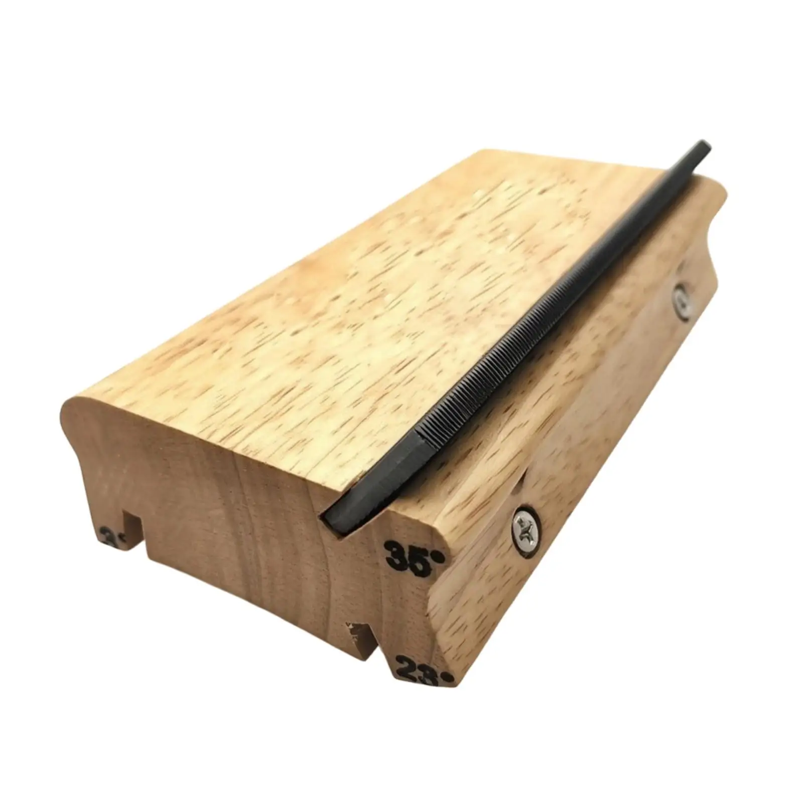 Guitar Fret Beveling File Angled Guide Slots, Fret-End Beveling File with Metal Filing Strip, Solid Wood Body, for Instrument
