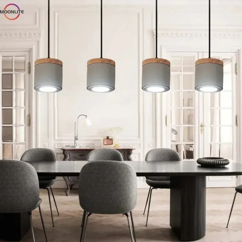 Nordic Pendant Lights Cement Lamp Single Head Warm Simple Retro Restaurant Bar Small Chandelier Bedroom Bedside  Pendant Lights