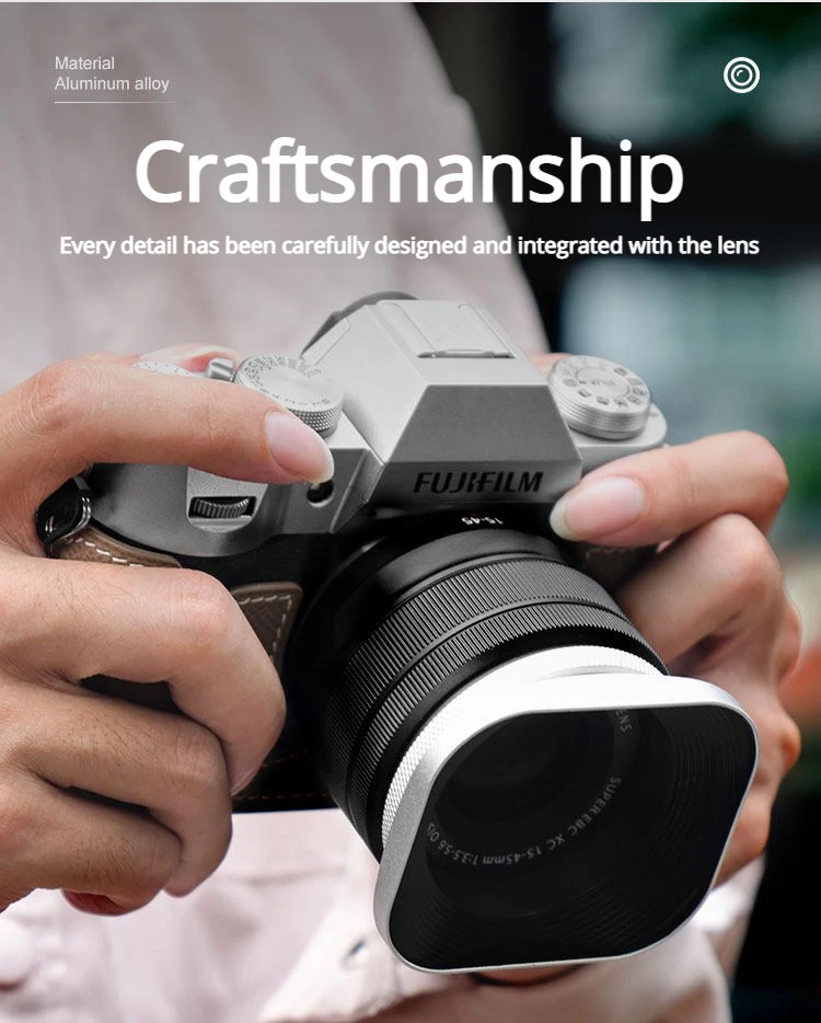 Metal square retro light shield suitable for Canon rf-s 18-45/50f1.8stm Fuji 35f1.4 lens 37MM39MM40.5MM43MM46MM52MM