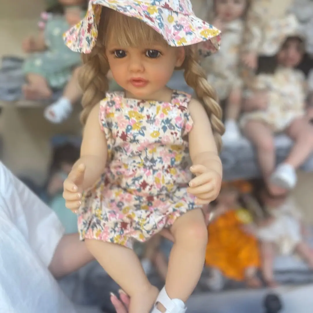 

SANDIE 55CM Full Body Silicone Betty Waterproof Toddler Girl Doll Princess Lifelike Sof Touch 3D Skin Multiple Layers Painting