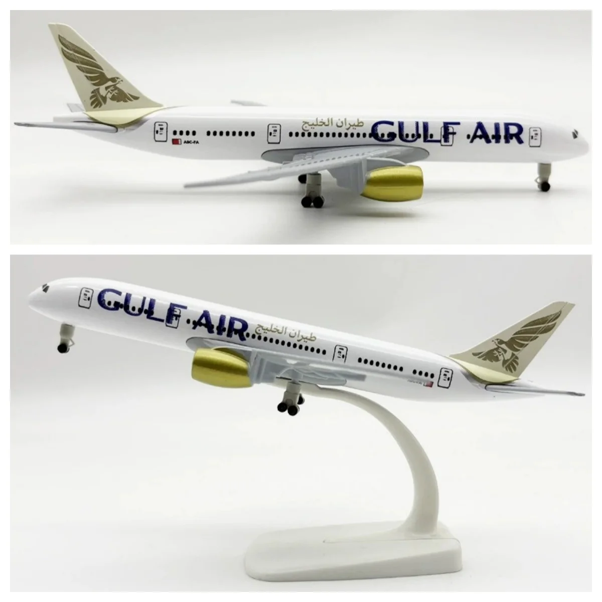 20CM Gulf Air B787 Alloy Model Plane Aircraft 787 Dreamliner with Wheels Stand Finished Souvenir Hobby Collection Gift