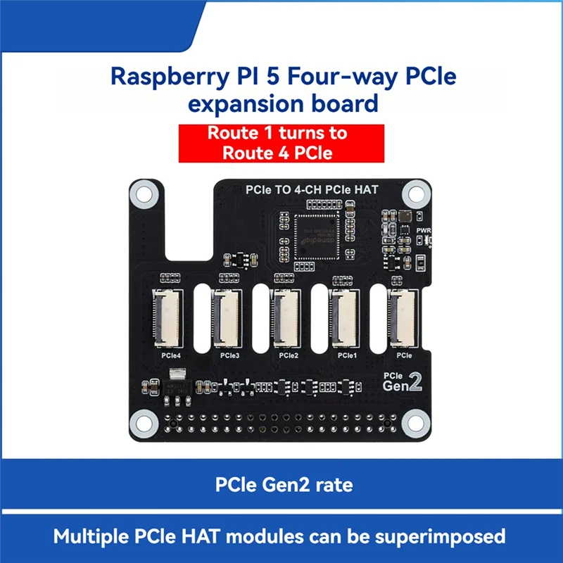 AA60-4-CH Pcie HAT ボード Raspberry Pi 5 Pcie に FFC 拡張ボードサポート Pcie HAT モジュールのスタッキング用