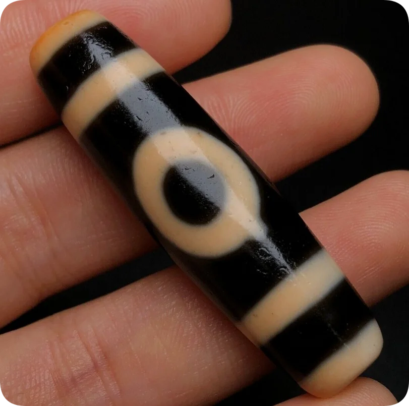 Nice Ancient Tibetan DZI Beads Old Agate Heaven＆Earth Totem Amulet Pendant