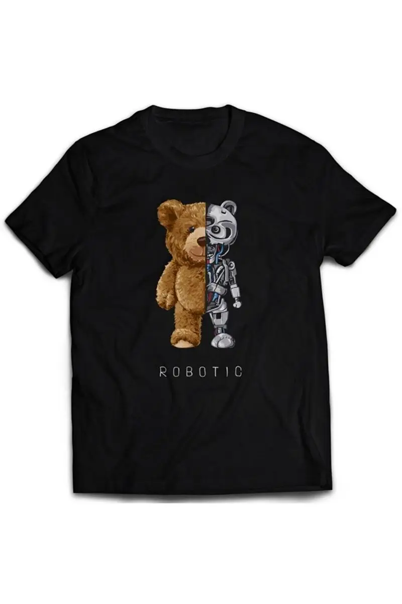 

Zokawear Oversize Unisex black Bear Robotic t-shirt