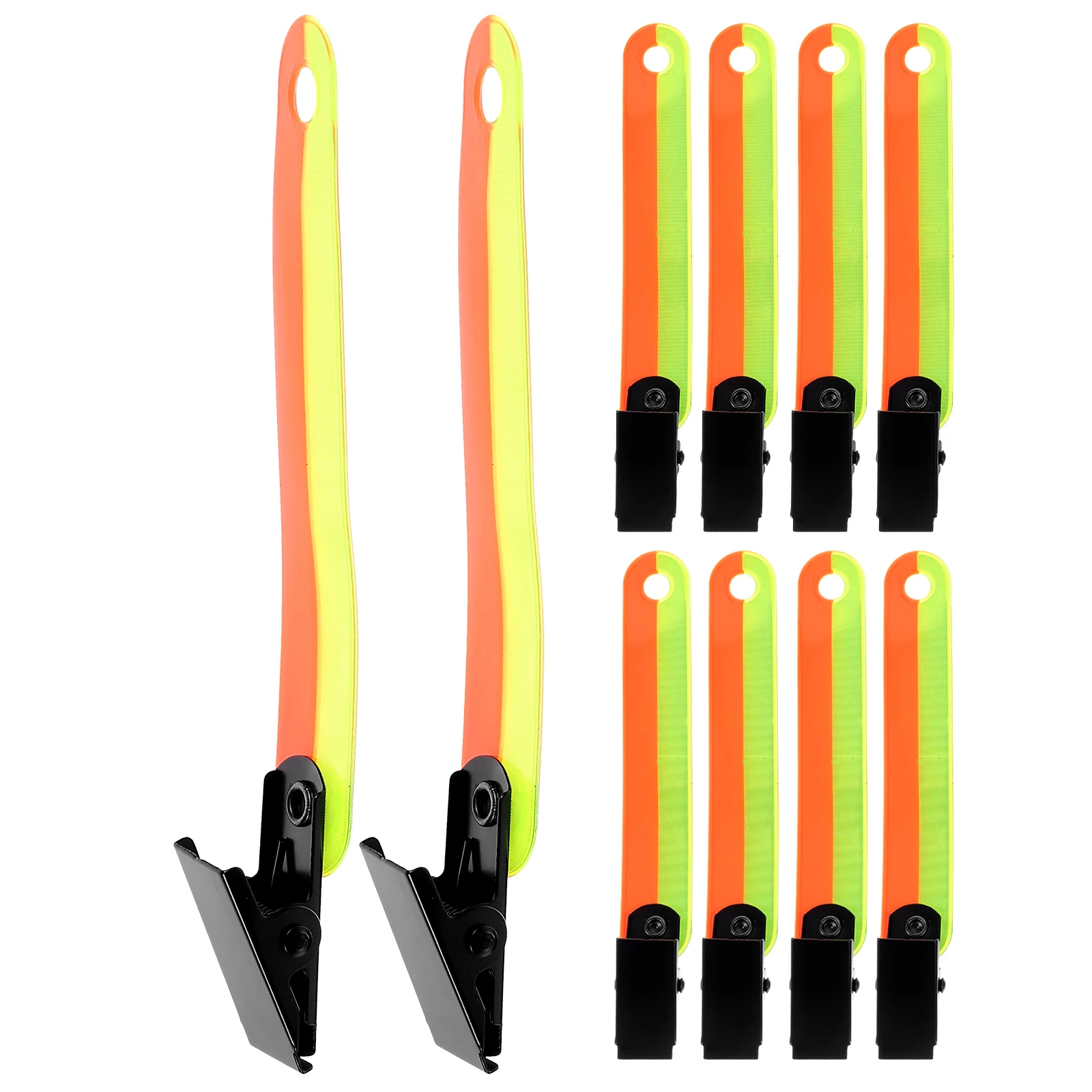 

12pcs Fluorescent Ribbon Clips Resilient PVC Reflective Trail Markers Camping Gear Glow Accessories Outdoor Travel