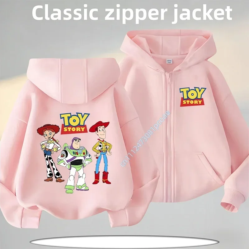 2026 New Winter Autumn Coat Children's Zippered Hooded T-shirt Toy The Toy Story Boy's Sportswear Girl's Casual Top Cartoon Prin