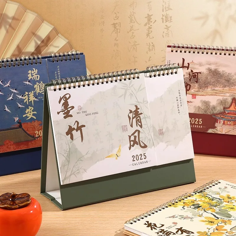 Chinese Desk Calendar Monthly, 2025 Spring Festival Academic Calendar,Snake Year Decor for Home Office Accessory