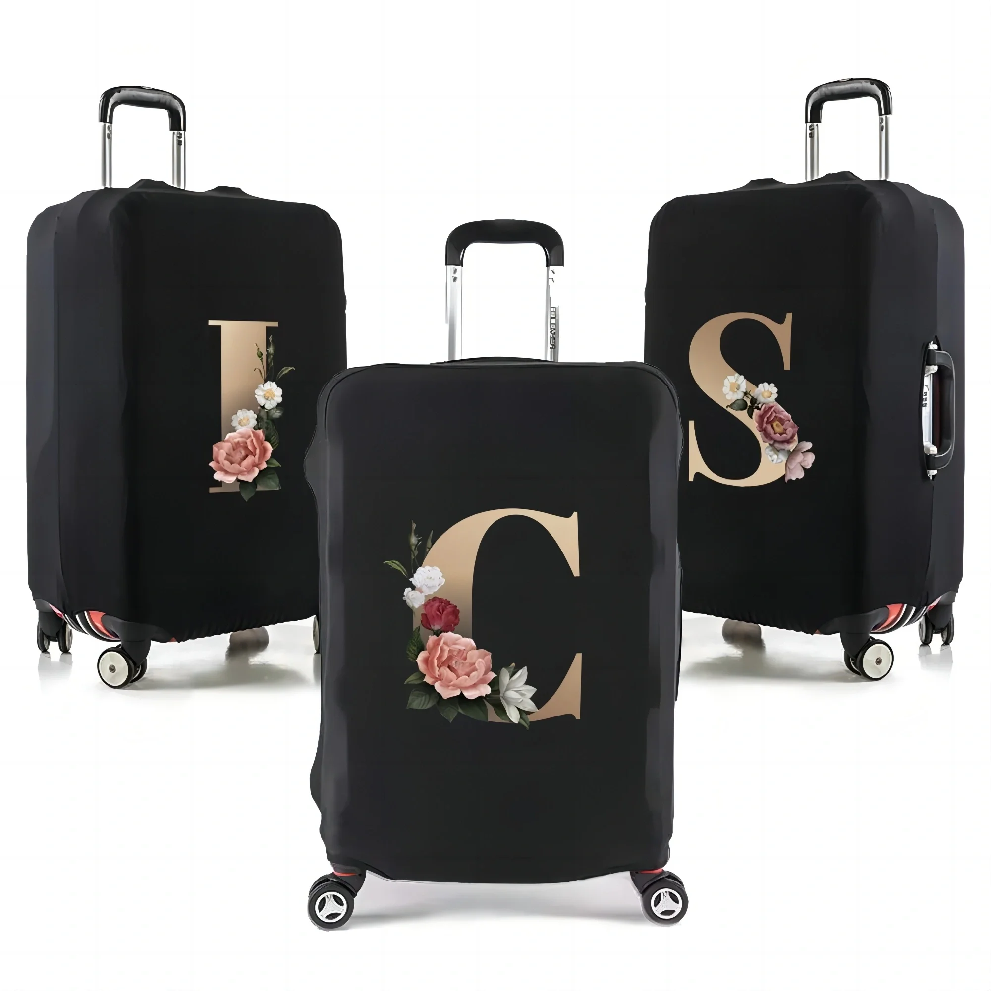 Travel Suitcase Protective Covers Thick Elastic Luggage Cover Protector for 18-32 Baggage Travel Bag Case Gold Letter Printed