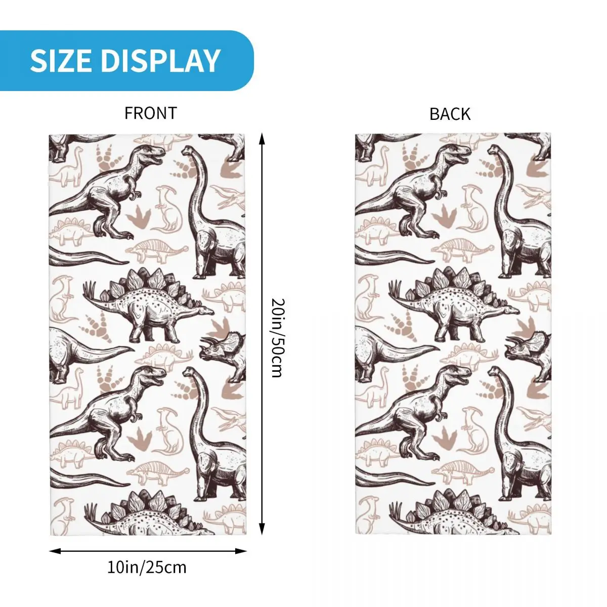 Minimalist Brown And Beige Dinosaurs Thin Wrap Scarf Bandana Neck Gaiter Face Cover Headband