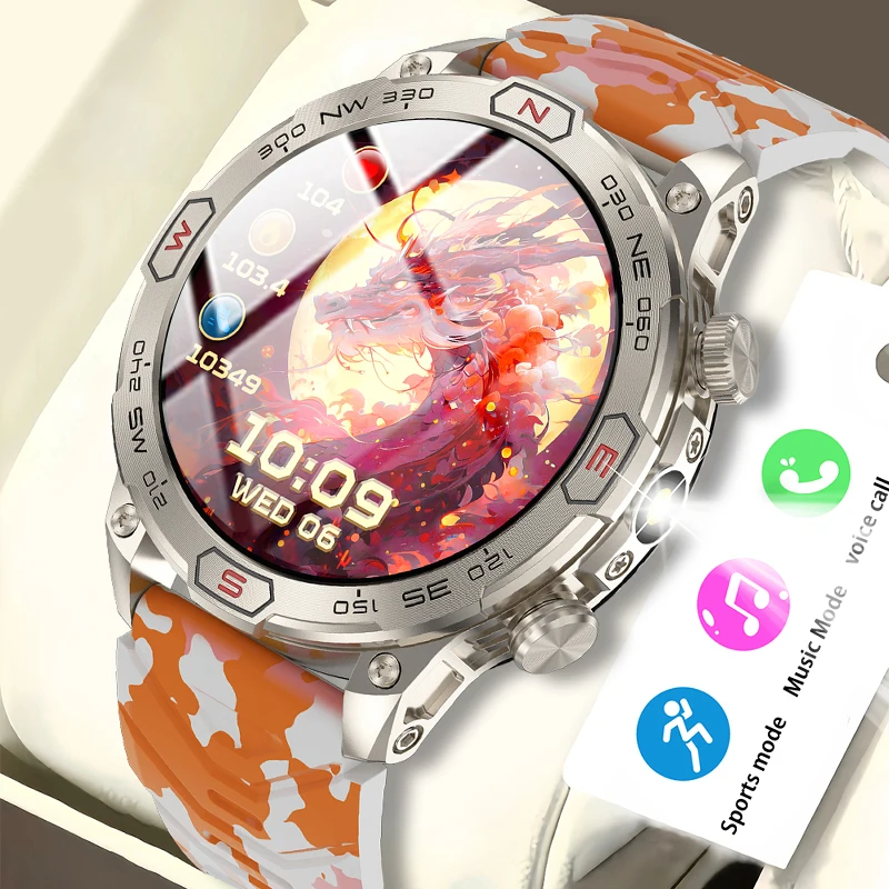 

GEJIAN Outdoor Men's Sports Smart Watch Bluetooth Call AMOLED Compass Voice Assistant Health Monitoring Flashlight Smartwatches