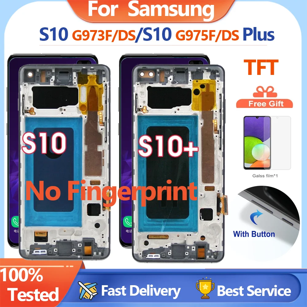 For Samsung S10 Plus S10+ G975 G975F Lcd Display Digital Touch Screen for Samsung S10 Assembly Screen with Frame