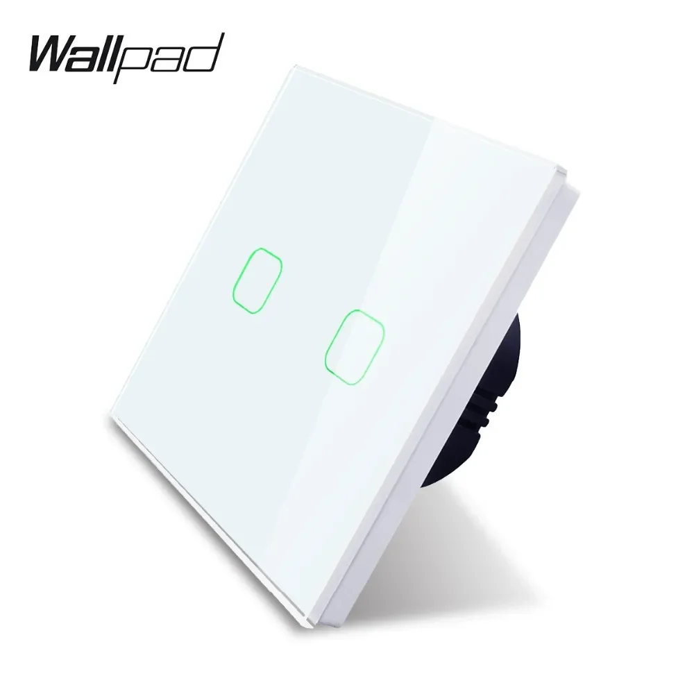 Wallpad 2 Gang 1 Way Wall Sensor Switch LED Compatible Glass Panel Wall Electric Light Switch With 4 Colors