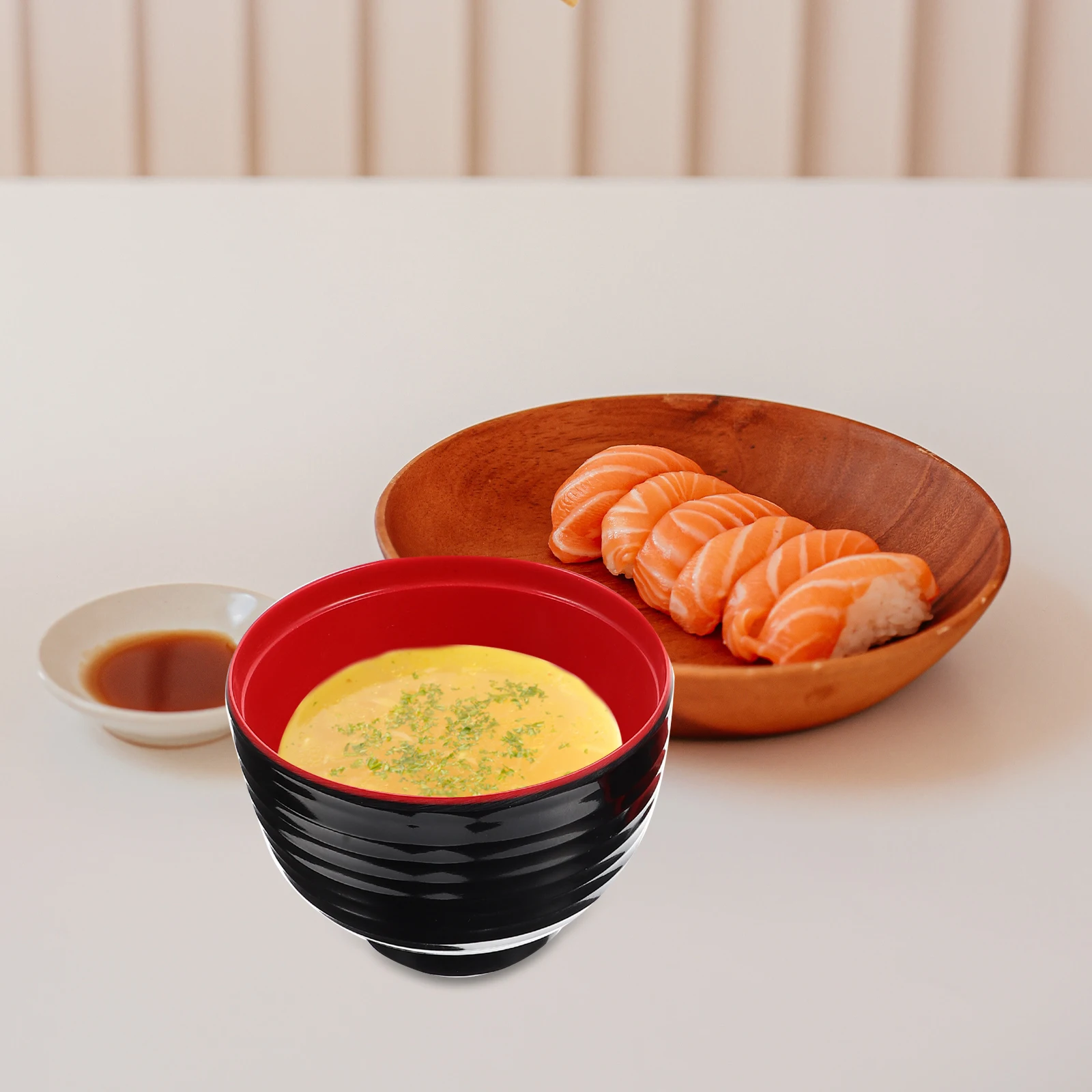 

Miso Soup Bowl Style Small Microwavable Traditional Bowls with Cover Lid Spoon Japanese Food
