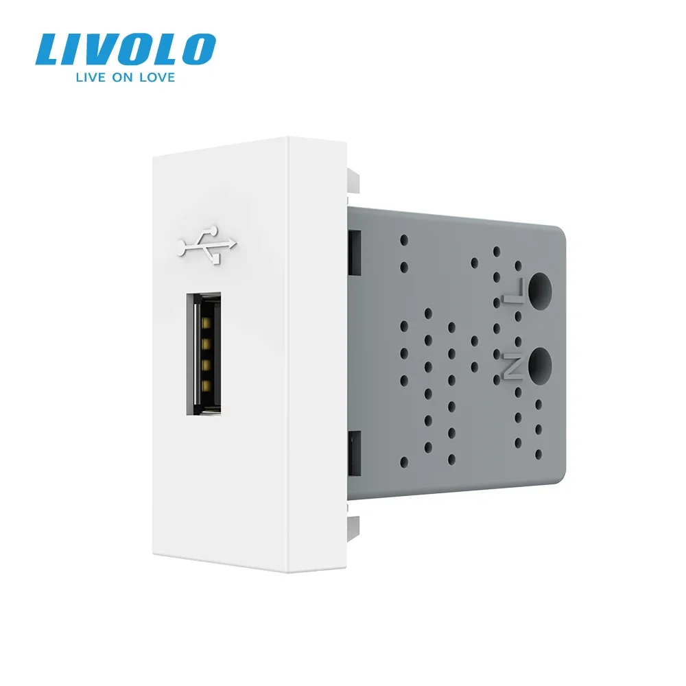 Livolo EU Standard DIY Parts Plastic Materials USB Plug Socket / Wall Outlet Function Key ,USB Charge VL-FCUS (No Metal Plate)