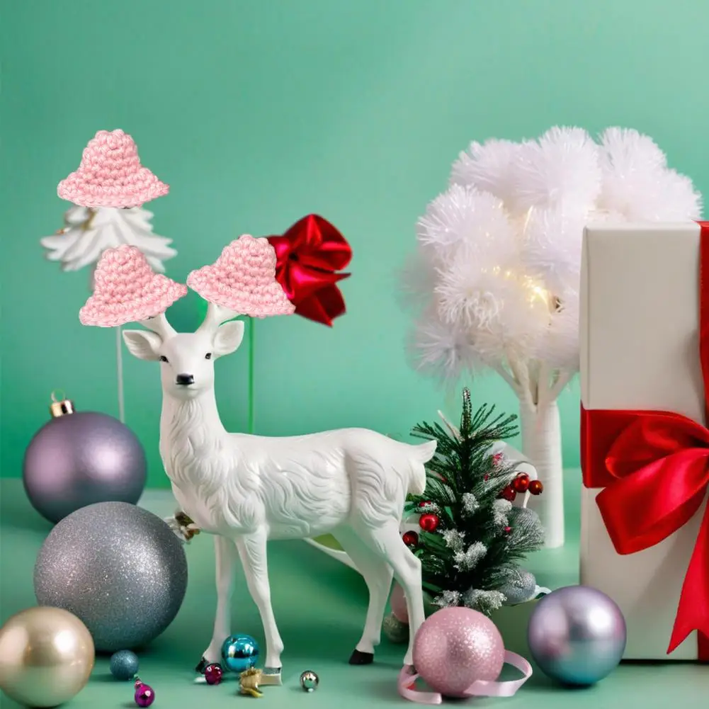 زينة قبعة عيد الميلاد الصغيرة محبوك عطلة قبعة الحلي يدويا قبعات محبوكة مصغرة لمشاريع DIY #4