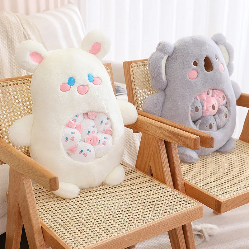 A Bag Of Panda Koala Bear Bunny 6pcs Plush Japanese Anime Rabbit Soft Pillow Creative Dinosaur Cartoon Doll Christmas Gifts