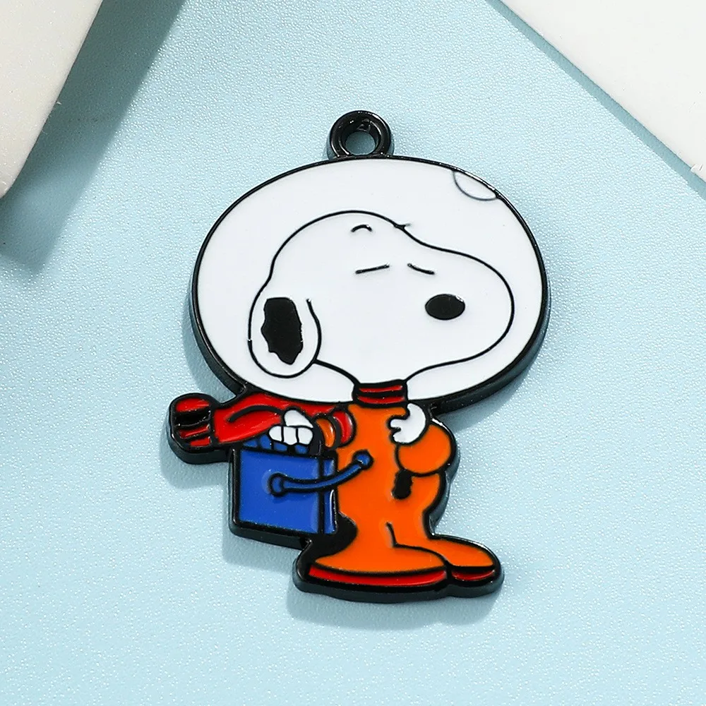 10pcs Cute Astronaut Dog Snoopy Enamel Charms Pendant for Cartoon DIY Earrings Jewelry Make Bracelet Earrings Handmade Accessory
