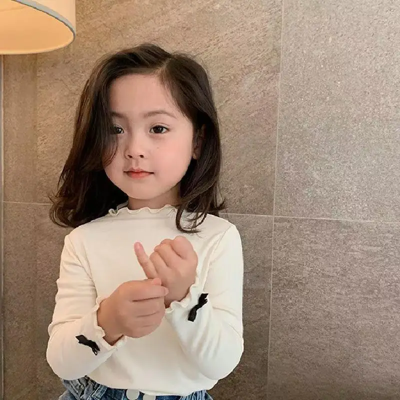 Children Girls Undershirt Turtleneck Warm Bottoming Shirt Autumn Winter Long Sleeves T-shirt Kids Girls Casual Tops Tees 1~7 Y
