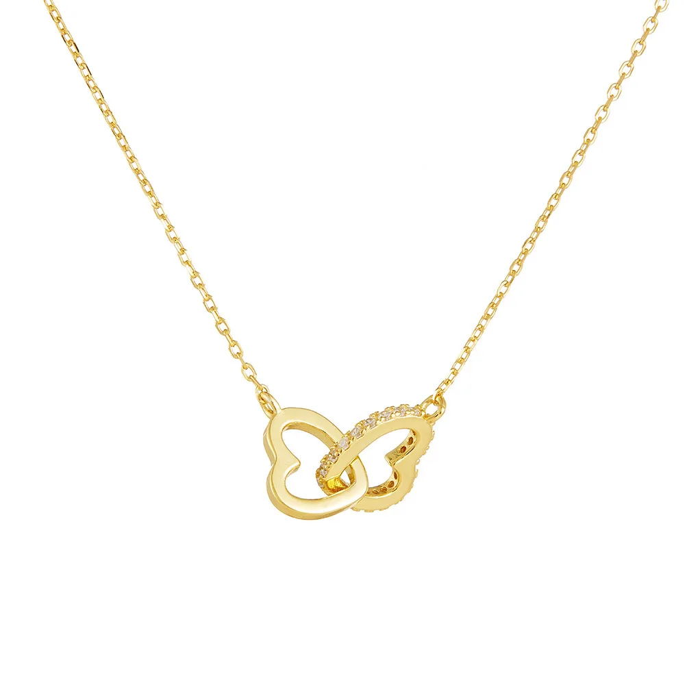 GL Korean-style Ins Heart-shaped Versatile Collarbone Chain Silver 925 Pure Silver Simple Diamond-Embedded Heart Clasp Necklace