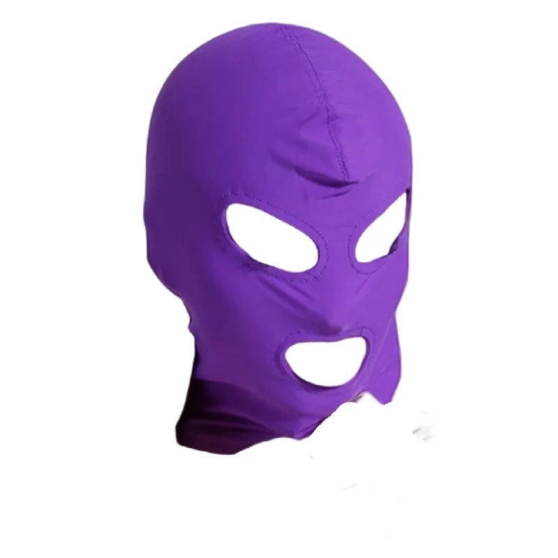 Adult Sex Toys Full Face Romantic Mask with Elastic Fabric Exposed Mouth Veil Hood for Couple Cosplay Flirting Snug Headgear view 3
