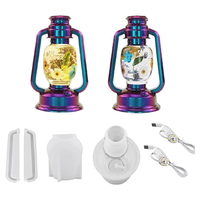 RMWIN-Oil Lamp For Resin Molds Set- For Resin Casting With 6Pcs Epoxy Light Molds 2Pcs LED Lights For DIY Retro Lantern