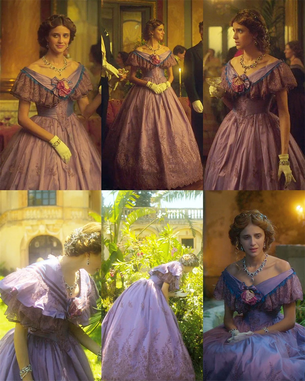 فستان Il Gattopardo Princess Concetta فستان أرجواني بدون أكتاف 1860s للأميرة الفيكتورية وحفلات الشاي وحفلات السهرة والحفلات الراقصة