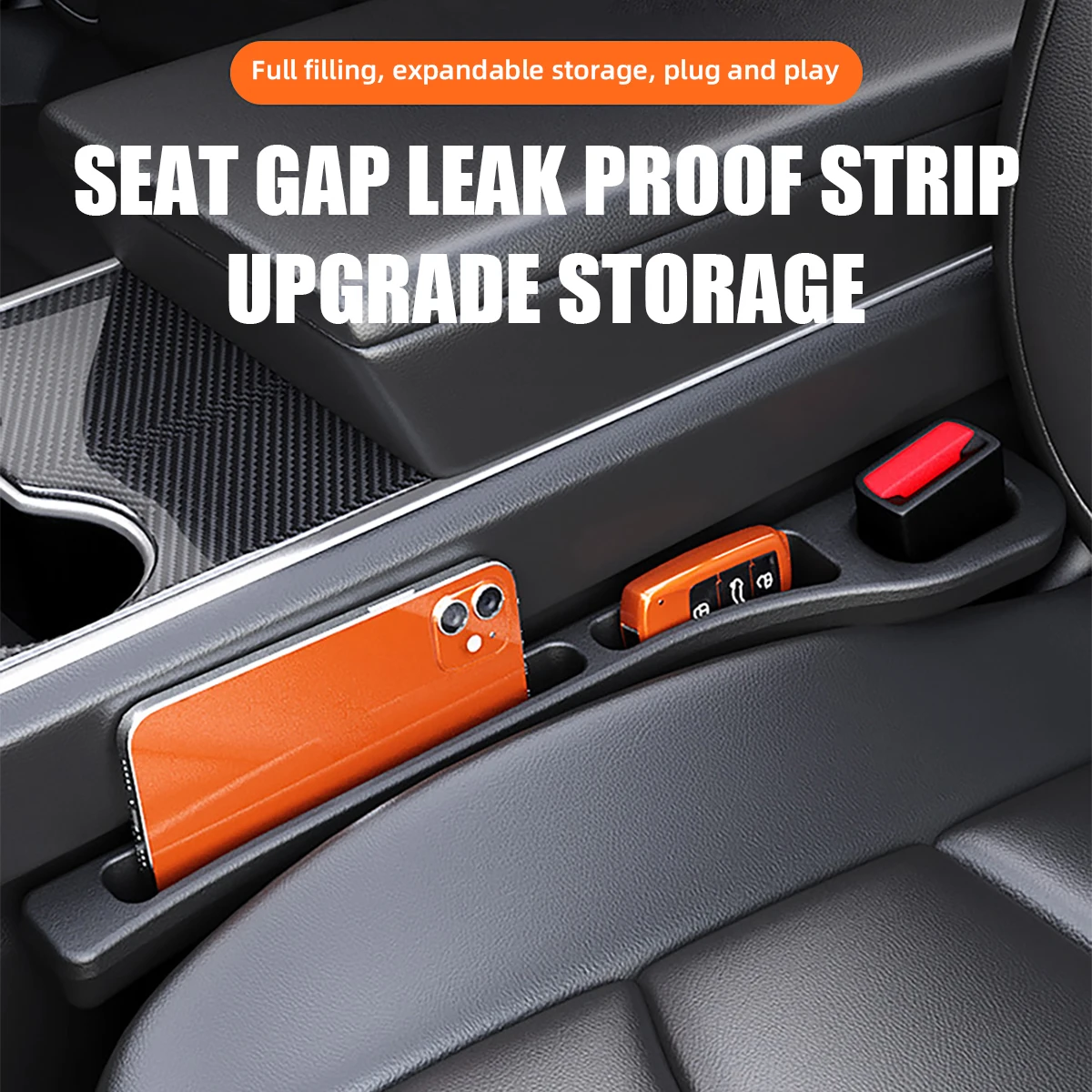 2Pcs Car Seat Gap Storage Box Side Seam Plug Strip Car Gap Filler Auto Interior Between Seats Console Storage Organizer