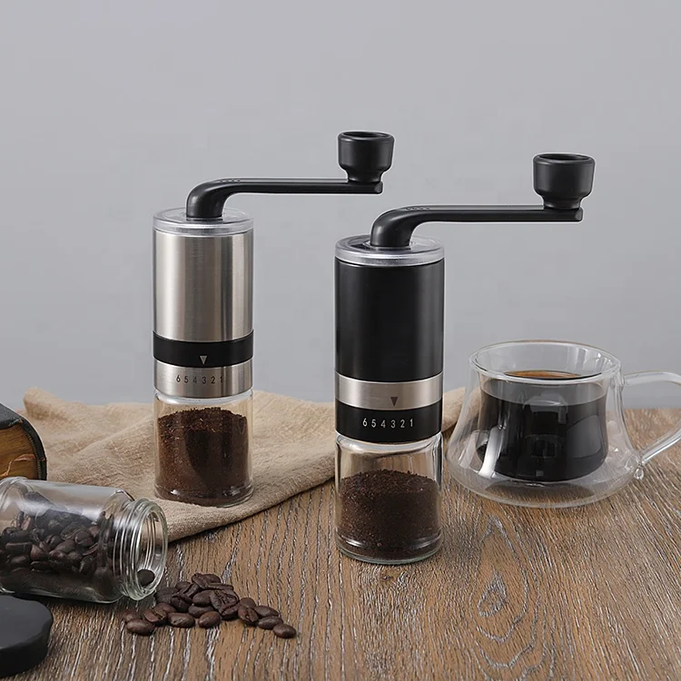 2023 Hot Sale Mini And Portable Wholesale Stainless Steel Manual Burr Coffee Grinder With Ceramic Adjustable Core