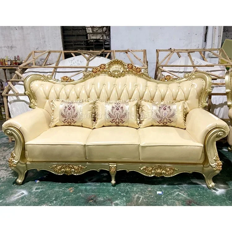 Hotel High Quality European Style New Model Leather Royal Sofa Set Designs