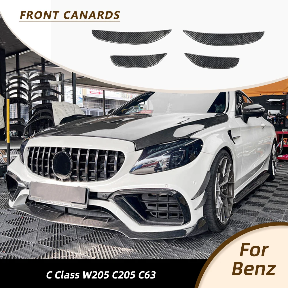 

Car Racing Front Bumper Canards Splitters Lip for Mercedes Benz C-Class W205 C205 C63 AMG 2015-2017 Carbon Fibre / FRP Black