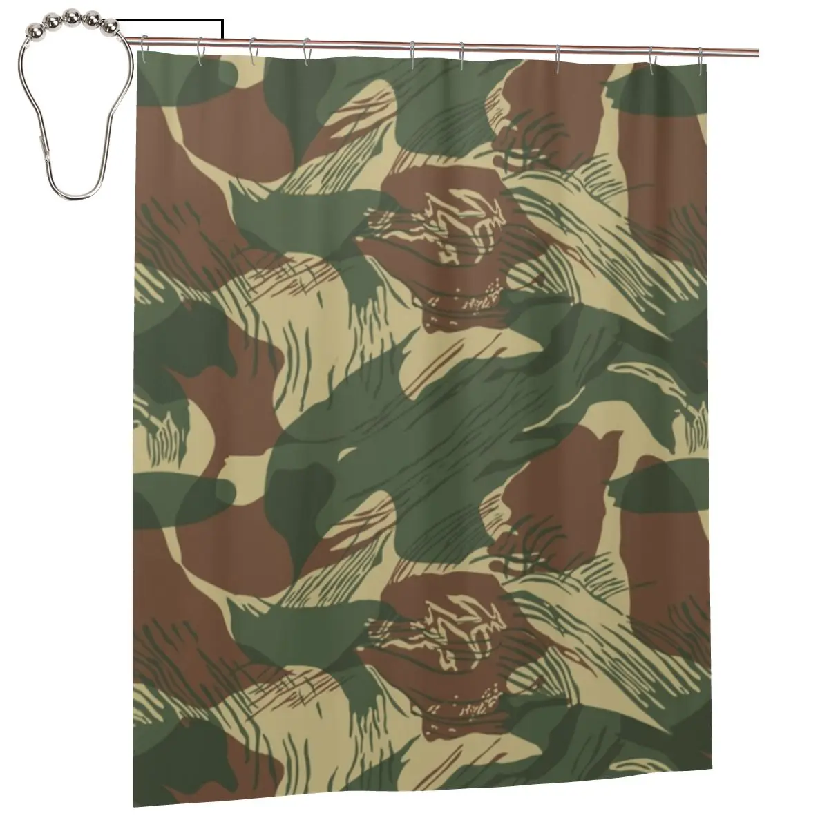 

Камуфляжная шторка для душа «Родезийский стиль» из полиэстера, водонепроницаемая, с крючками